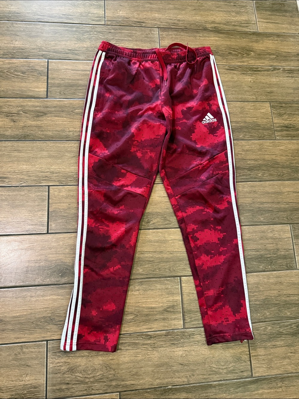 Adidas Pants Mens L Red Camouflage Ankle Zip Track Joggers Sweatpants